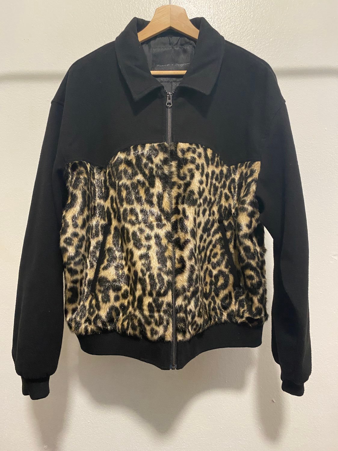 Black and Leopard Bomber Jacket