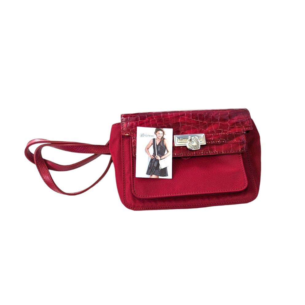 Brighton Red Heart Crossbody Purse Embossed Bellissimo Lipstick Shoulder Bag