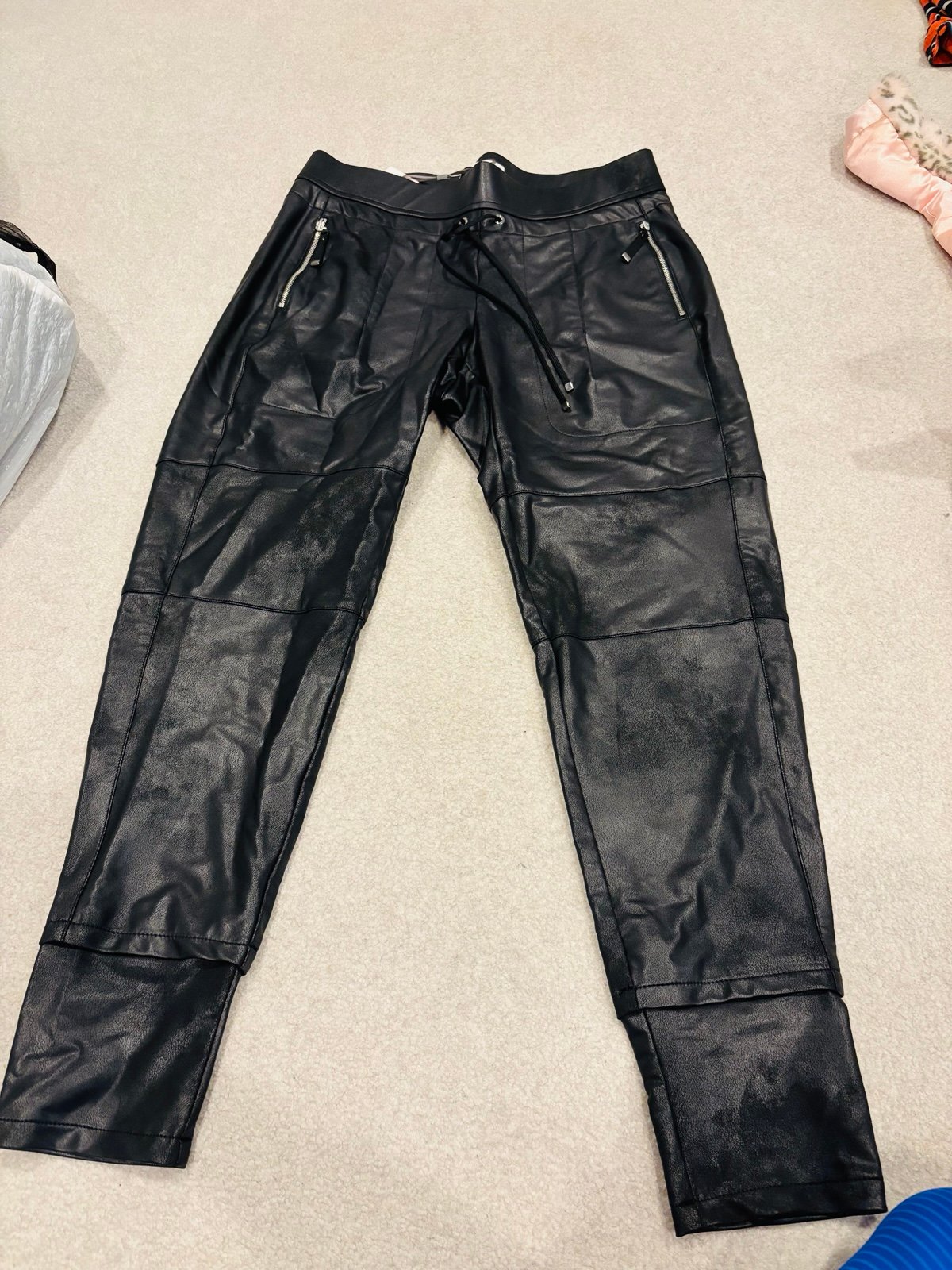 RAFAELLO ROSS CANDY LEATHER JERSEY BLACK PANTS