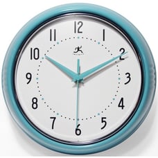 Retro Round Turquoise Metal 9.5-inch Analog Wall Clock