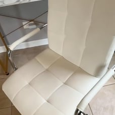 White Desk Chairs with Wheels/Armrests Modern PU Leather Office Chair WHITE