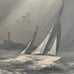 Sea Sailboat Lighthouse Original Oil Painting By Gene Arnett Seascape Framed VTG