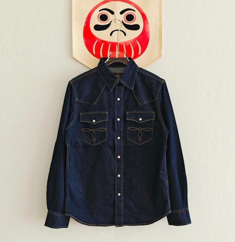 Excellent Condition RRL Western Shirt Dark Wash Long Sleeve Denim Shirt