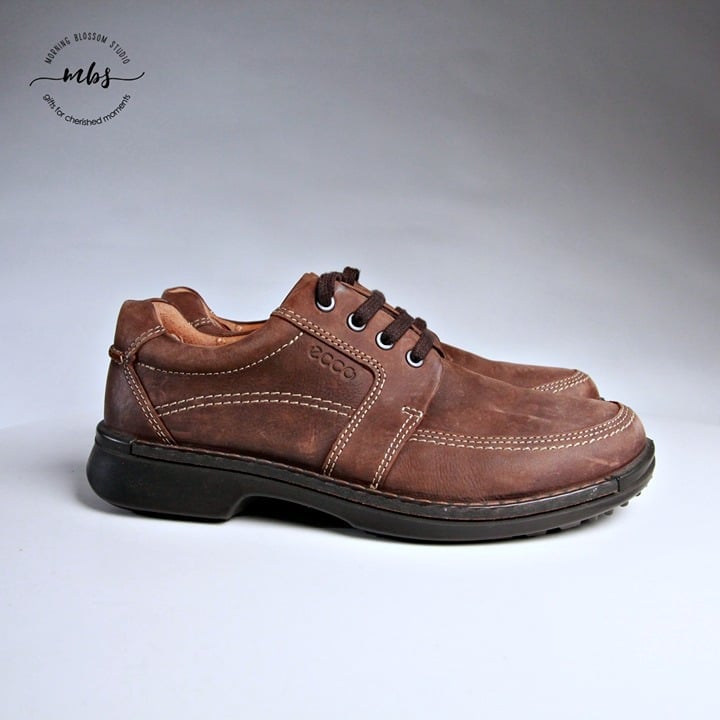 EUC Ecco Men's Fusion II Tie Leather Derby Comfort Shoes in Tan Men Size 7