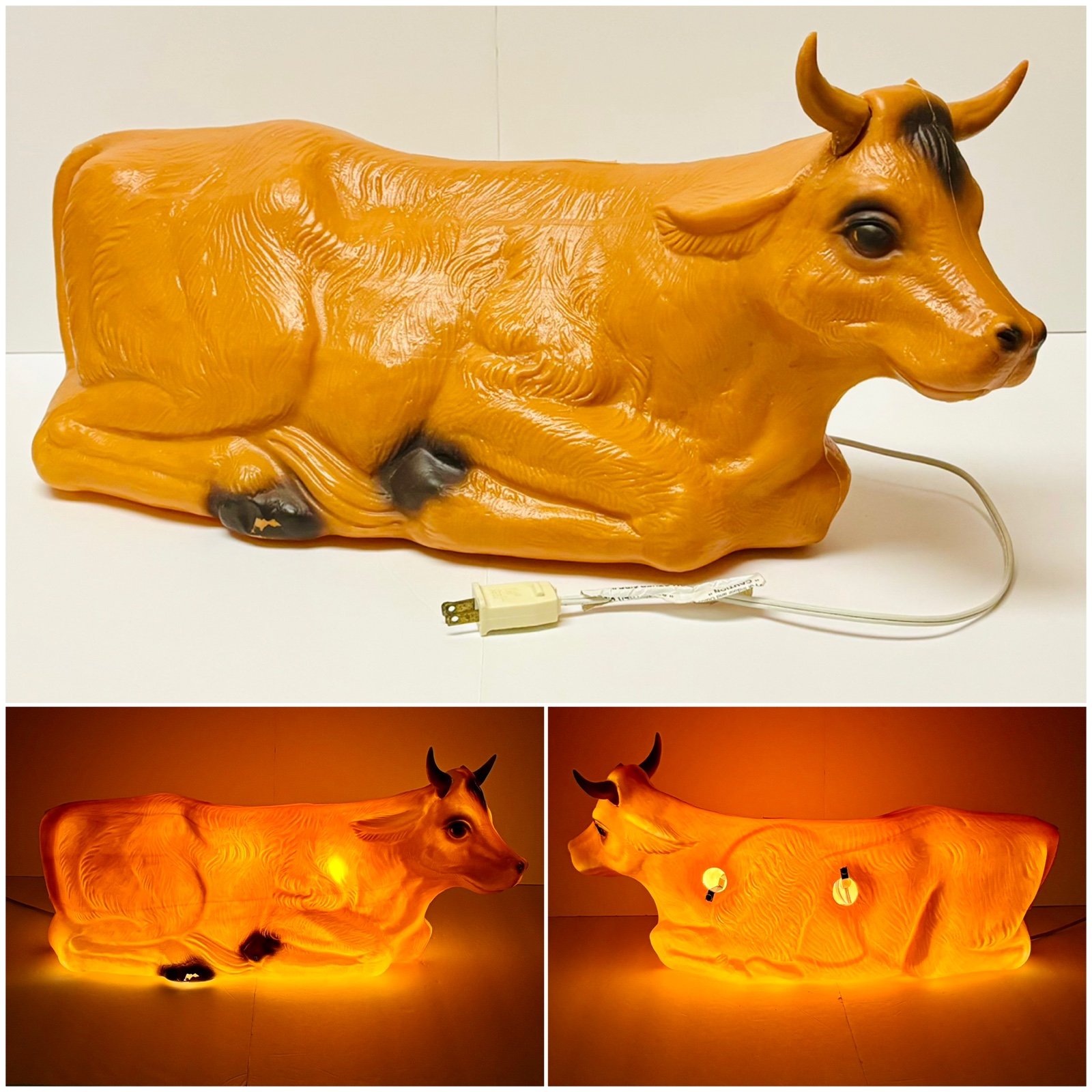 1997 Vintage TPI Blow Mold Nativity Ox Cow w Horns Lighted Christmas Decor Works