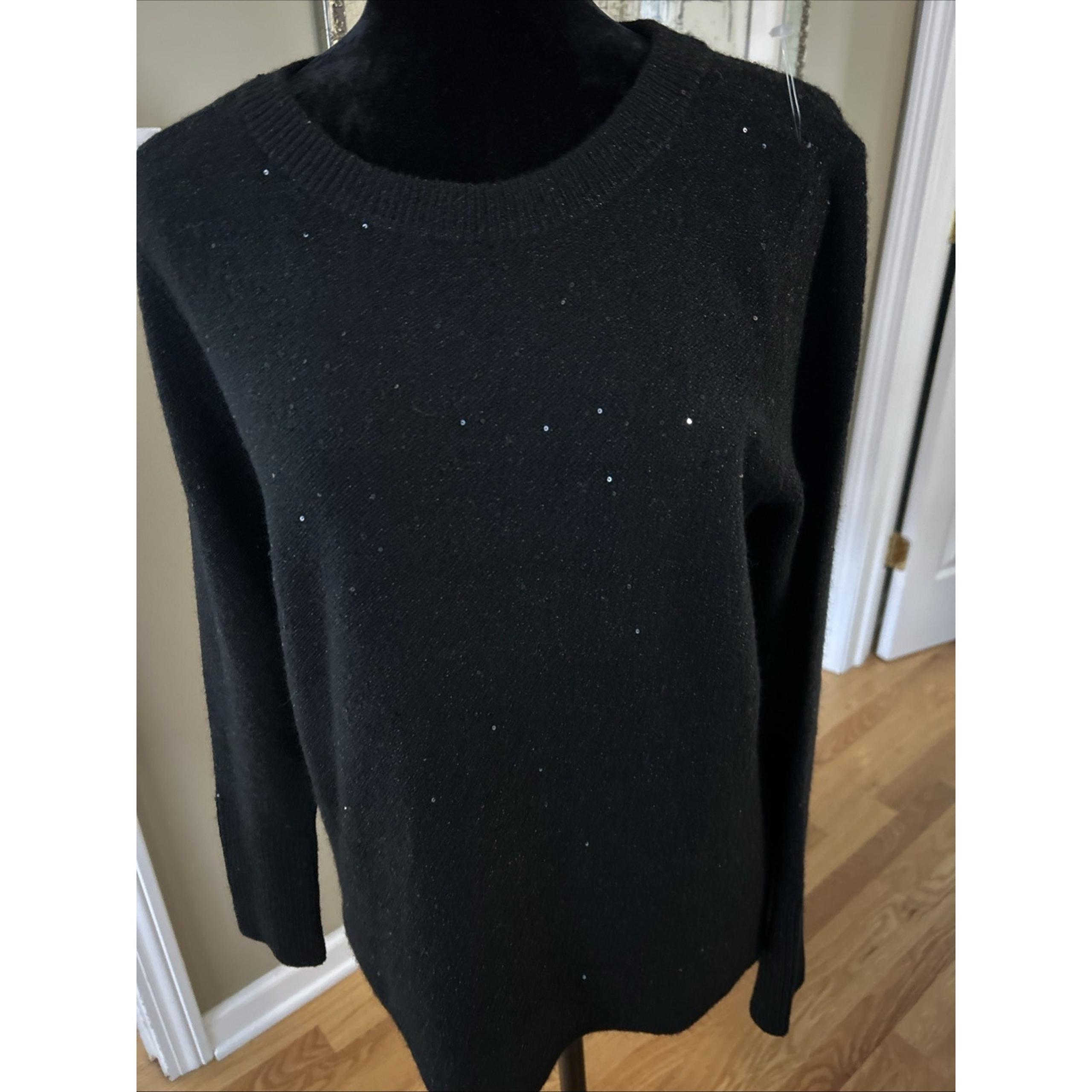 Lilly Pulitzer Womens Size L Sweater Sparkle Black long sleeve scoop neck New