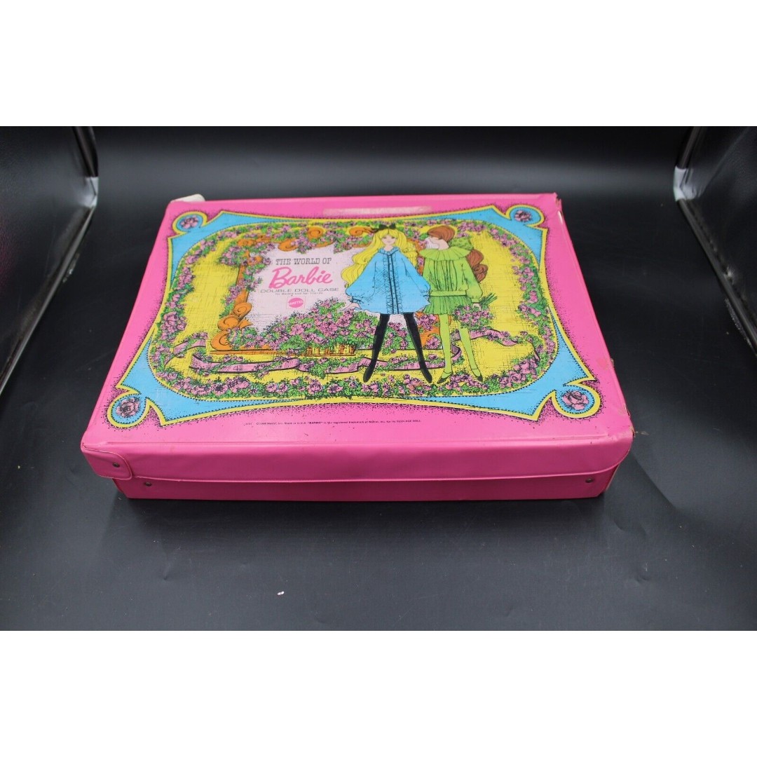Vintage 1968 The World of Barbie Double Doll Case Mattel Pink 17 1/2L by 13 1/2