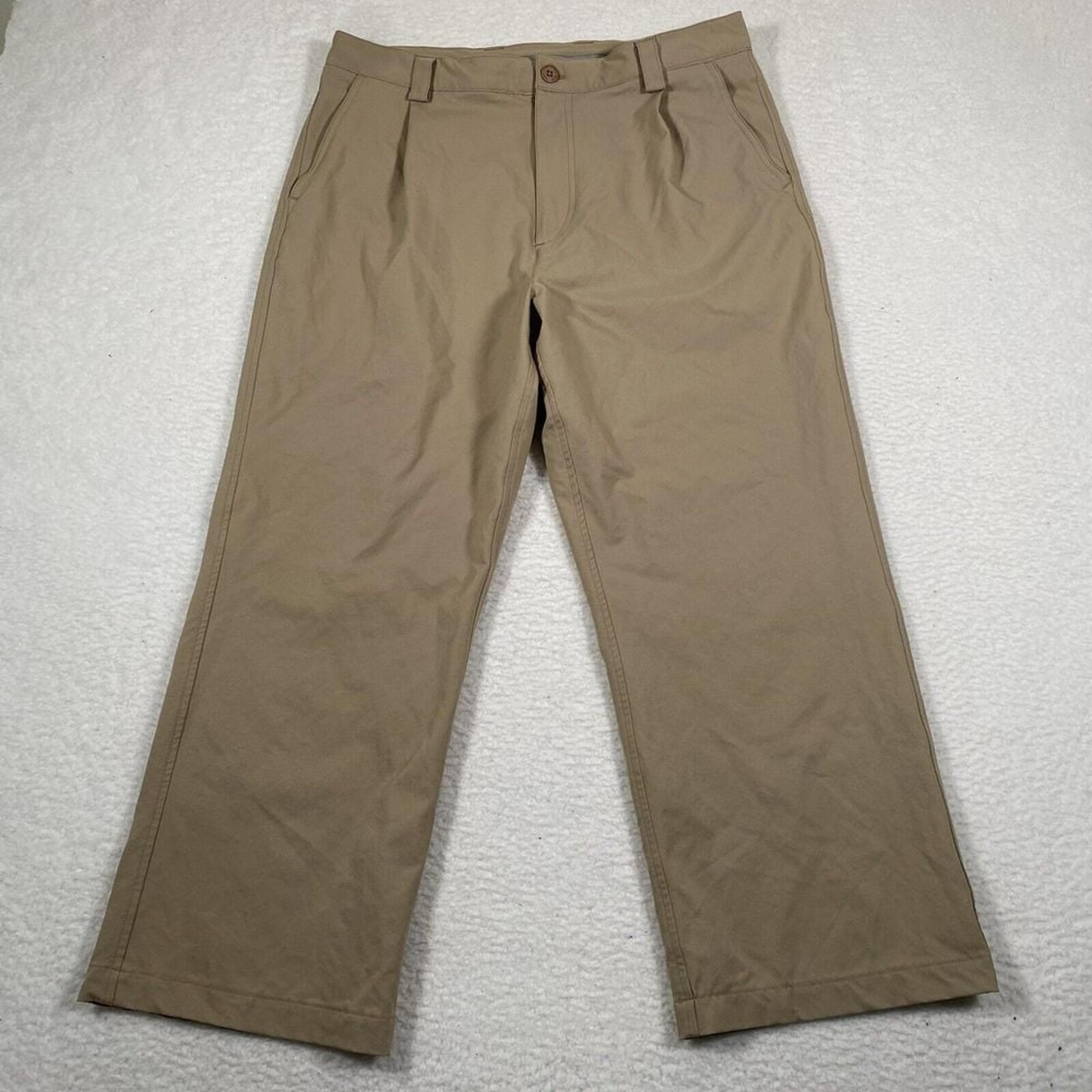 Under Armour Pants Mens 33x24 34R Khaki Tan Performance Golf Chino Pocket Logo