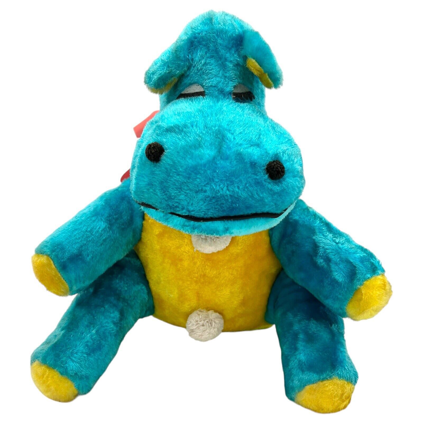 Rare Vintage 1960s HIPPOPOTAMUS Stuffed Animal Plush Teal & Yellow 15 PA #179
