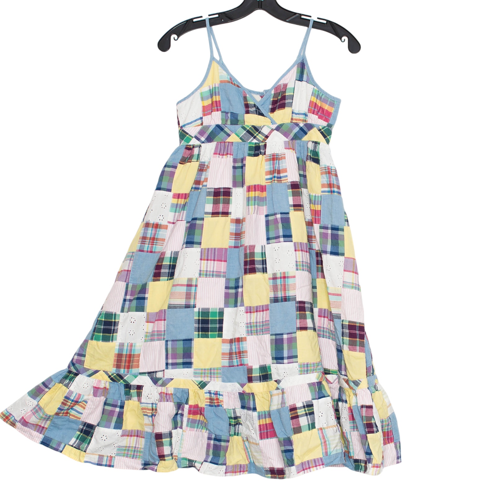 Ralph Lauren Girls Dress Maxi Patchwork Boho Cottage Preppy Quilt Plaid 12 GS
