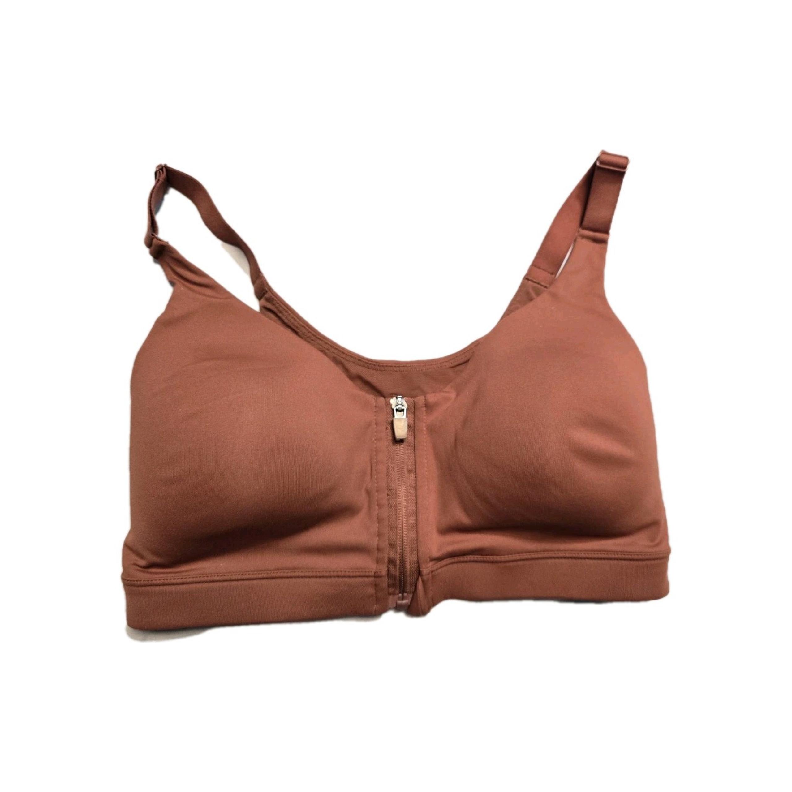 Old Navy Women‘s Sports Bra Zip Up Wireless Brown 34 D Powersoft