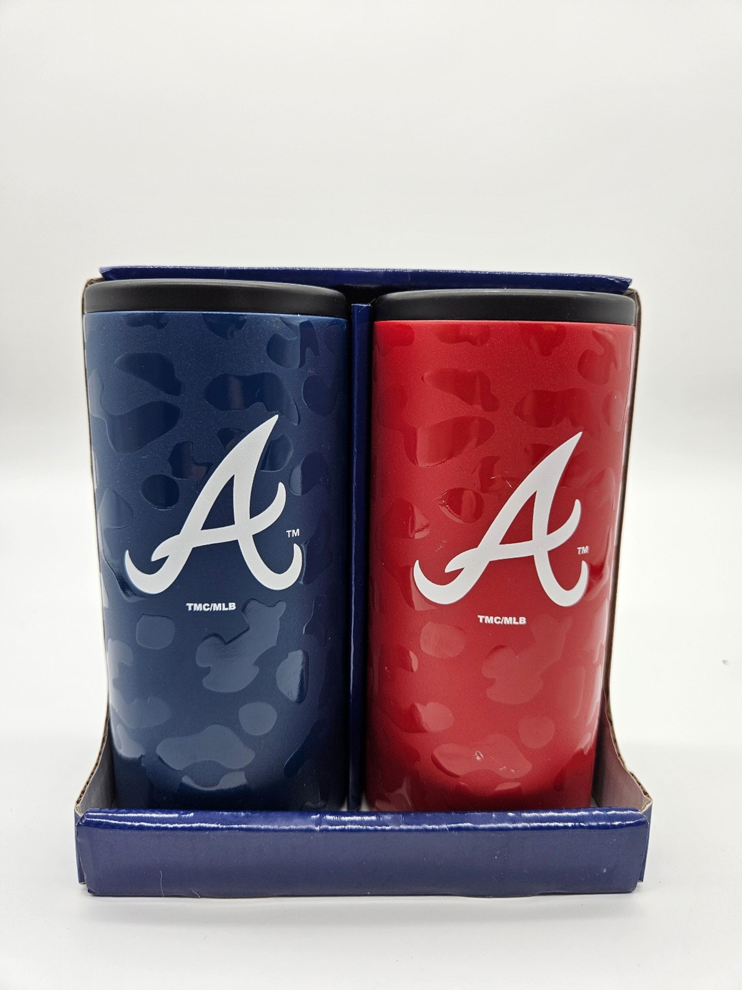 Atlanta Braves Slim Can Coolie Set - 12 OZ.  - Stainless Steel - NEW!