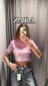 ZARA CABLE-KNIT METALLIC PINK SWEATER T020 NEW