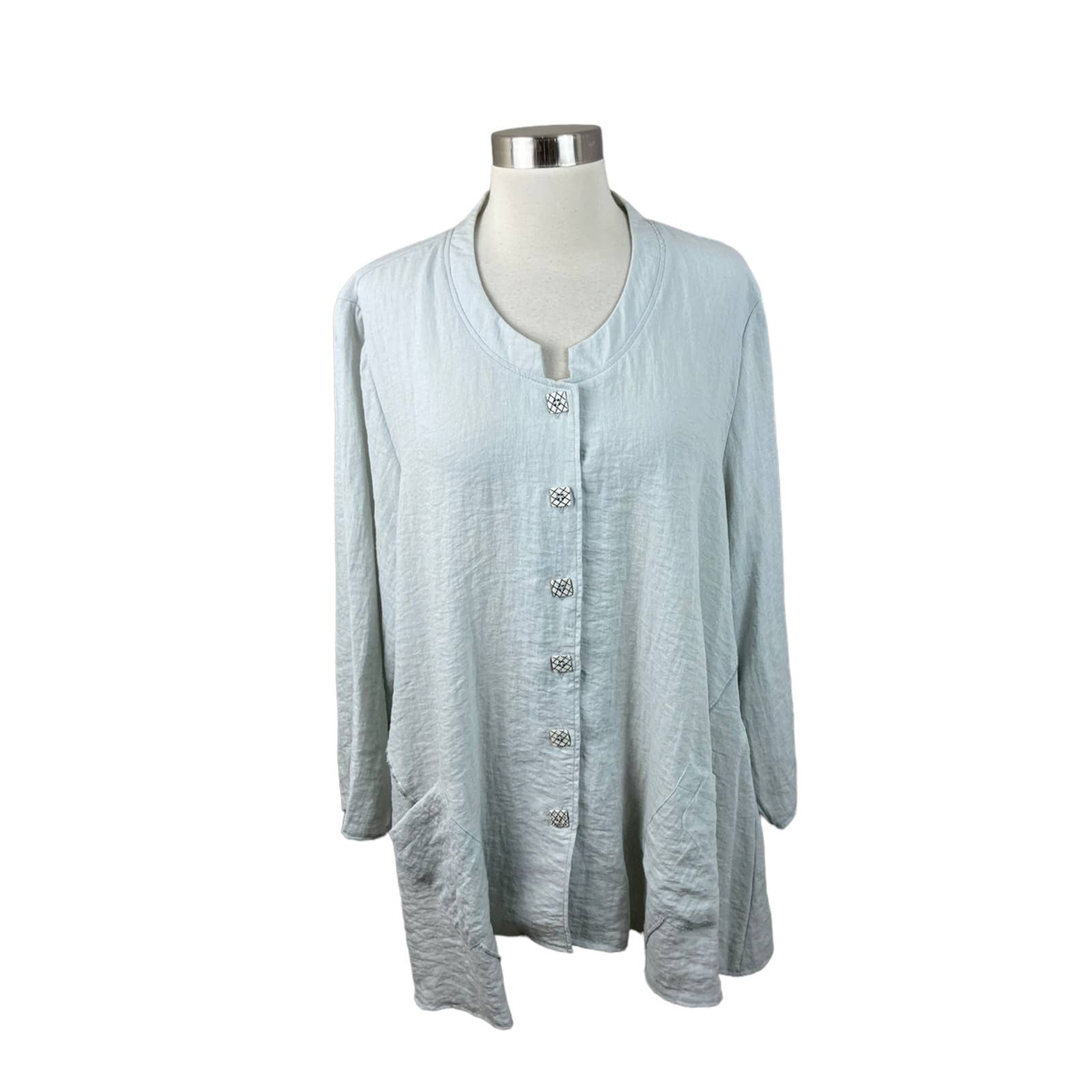 Habitat Clothes to Live In XL Light Silver Gray Lagenlook Button Tunic