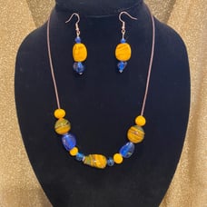 Handmade Glass bead Necklace and earring set