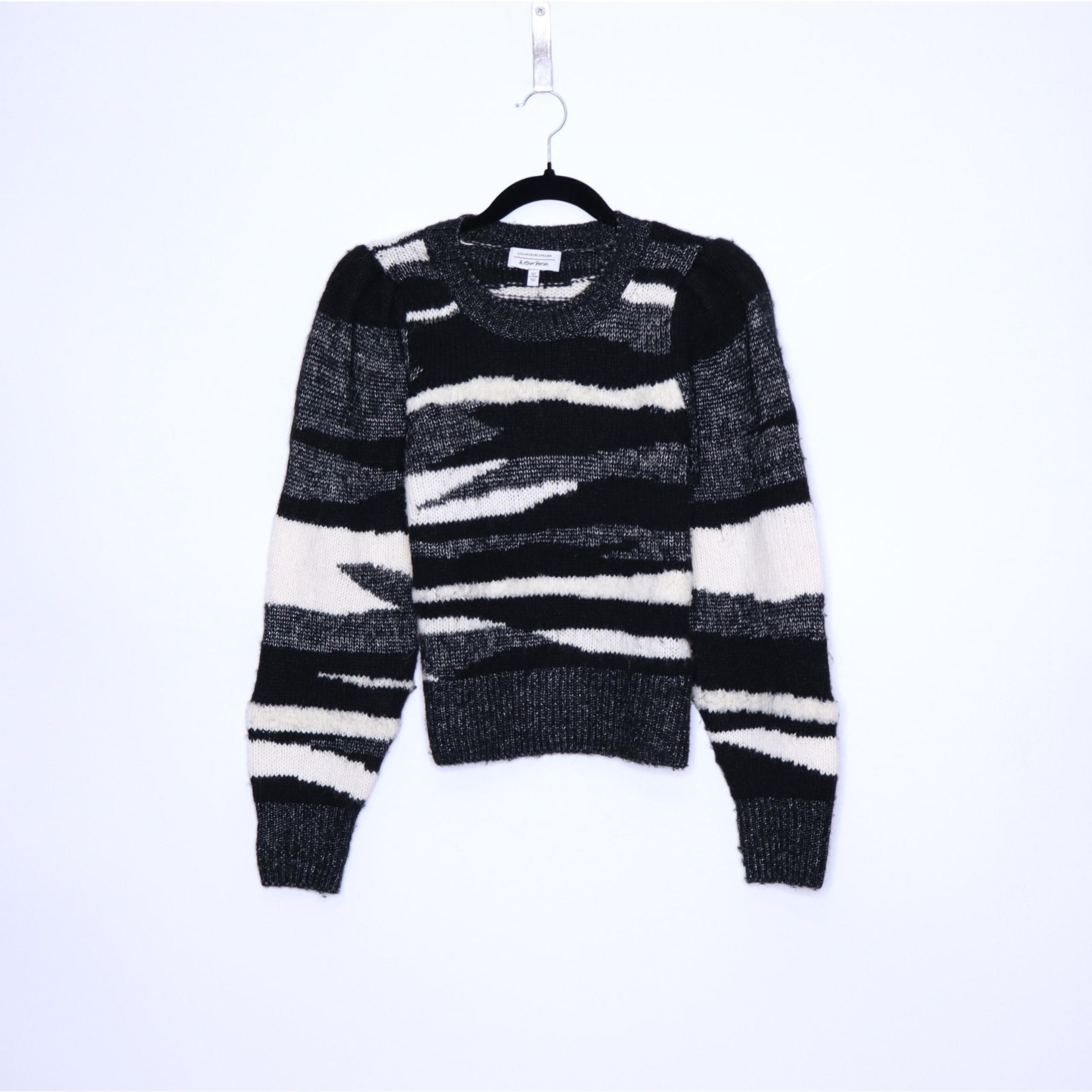 & OTHER STORIES Cotton Wool Blend Knit Sweater Zebra Print Pullover Women's S