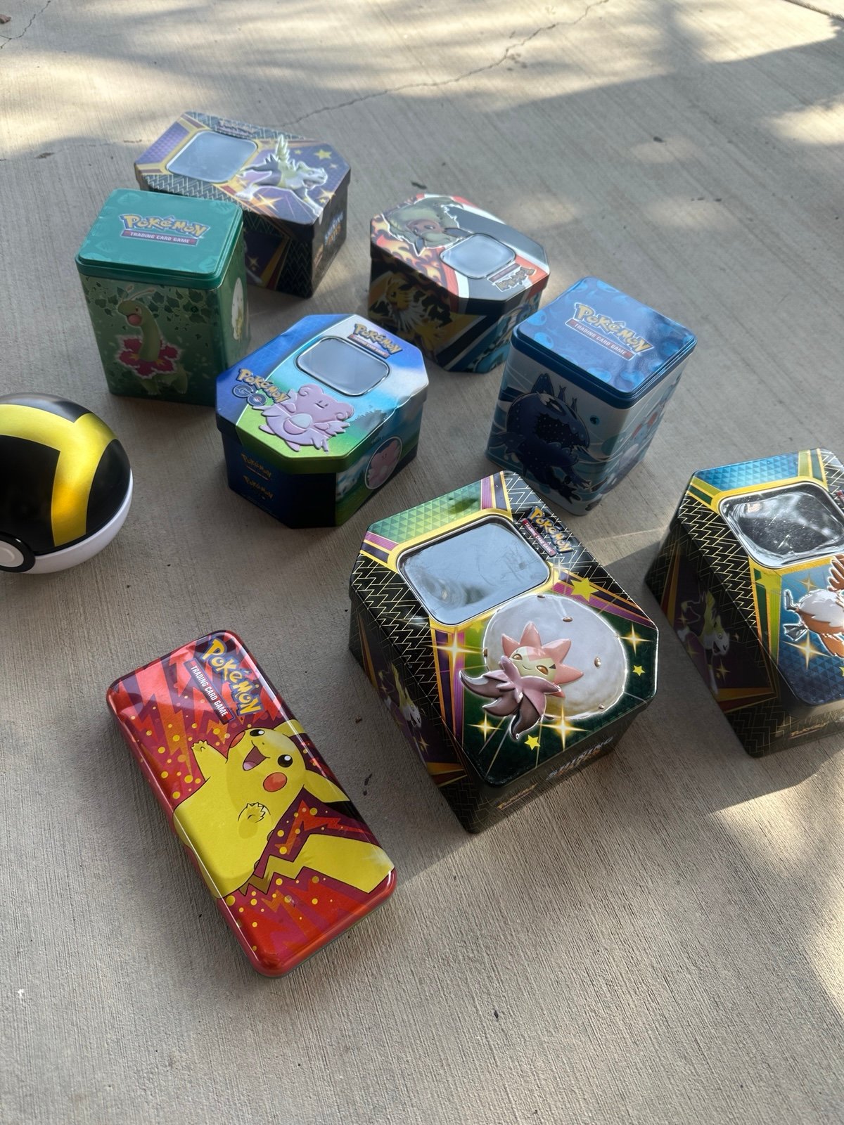 Pokémon Lot Of stacking tins (Empty) 8 Tins 1 Pencil holder
