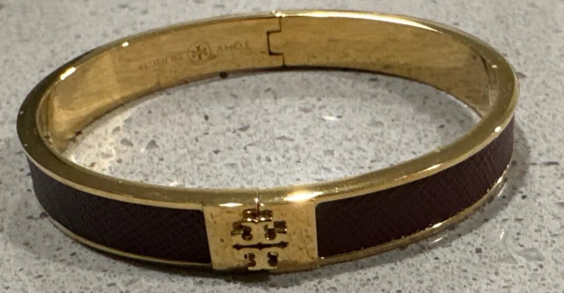 tory burch small inlay bangle in burgundy