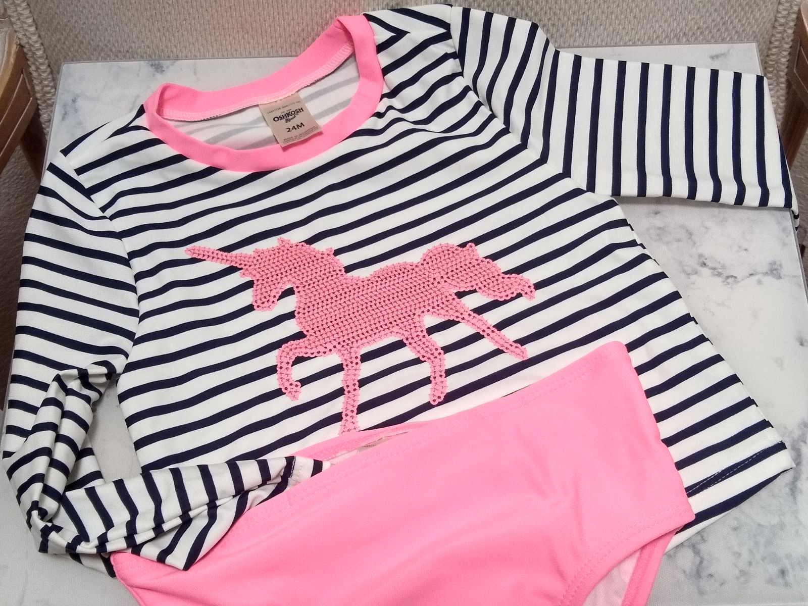 Oshkosh Unicorn Stripe Rashguard Set
