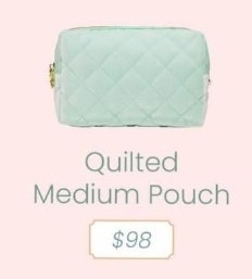 Stoney Clover Lane cupcake mint green velvet quilted medium pouch *price firm*