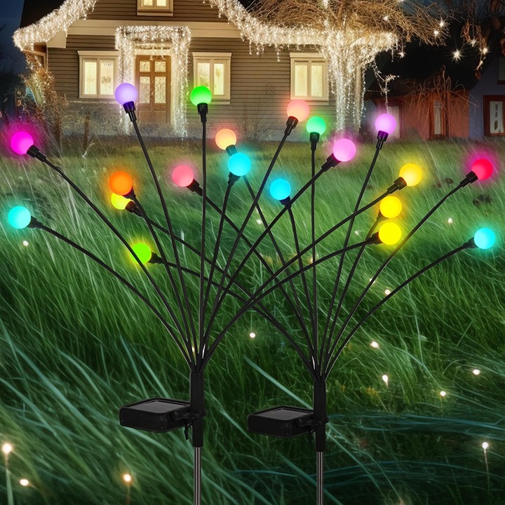 Solar Christmas Decoration, 20 LED Firefly Garden Lights 2 pack