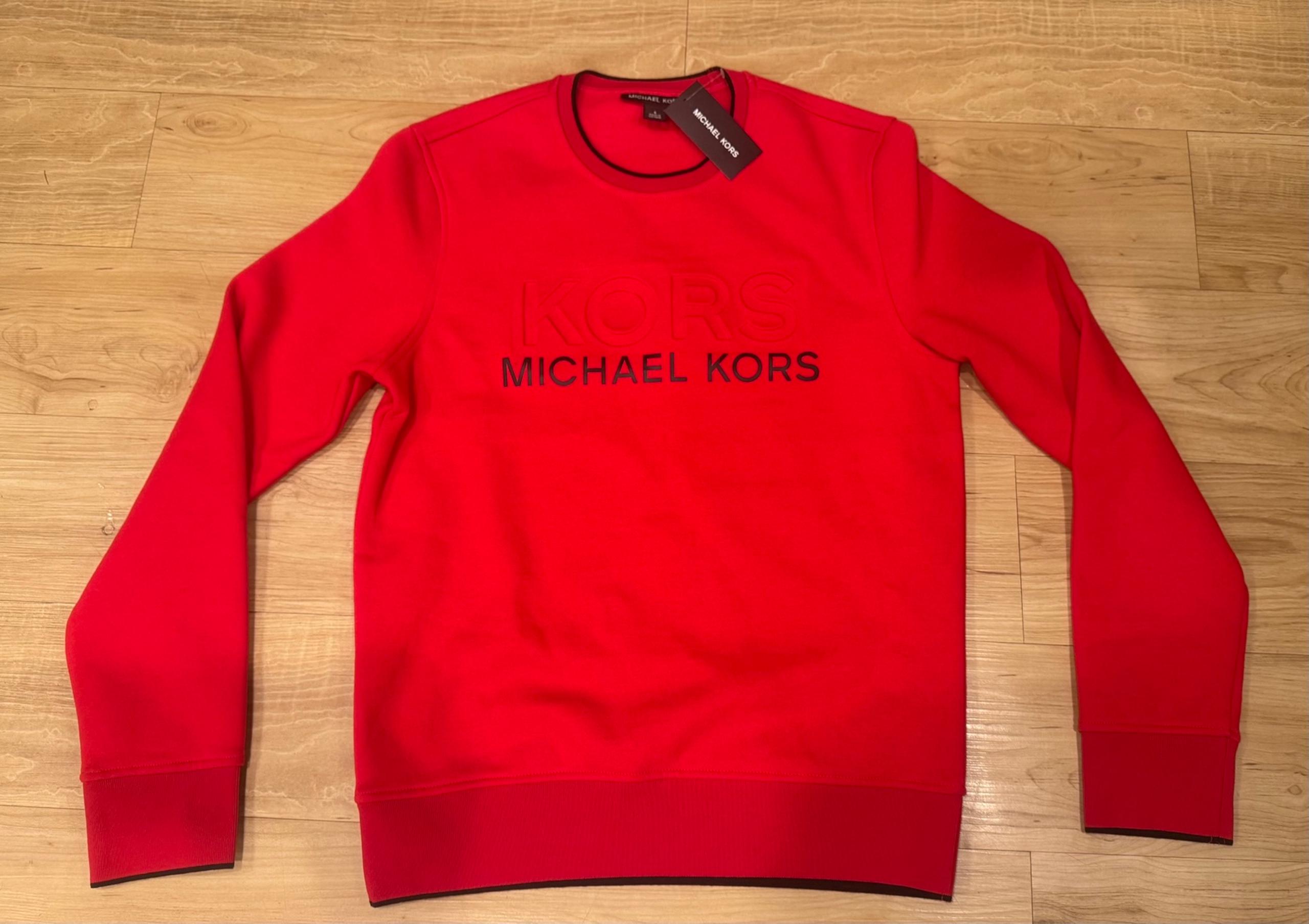 Michael Kors Men’s Pullover Crewneck Sweatshirt Imprint Large Logo NWT Red S