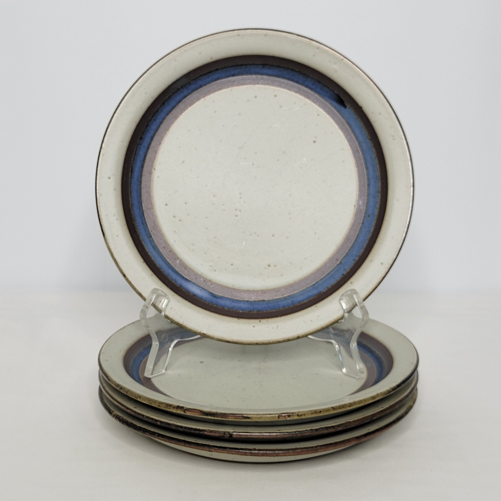 Set of 4 Vintage Otagiri Horizon Speckled Stoneware Salad Plates 8
