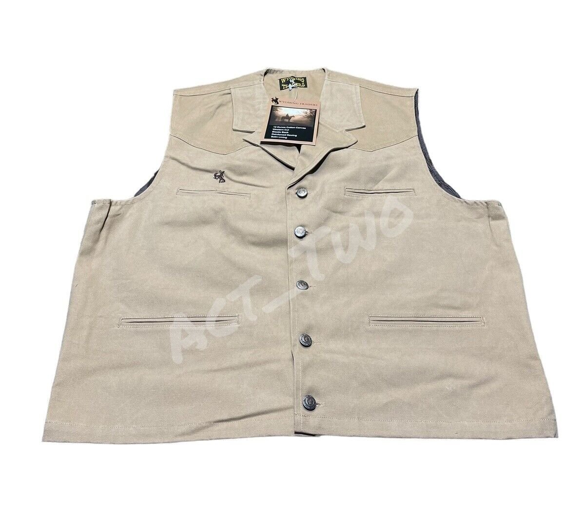 Wyoming Traders Men's Size XL Bronco Canvas Tan Cowboy Western Vest NEW