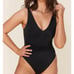 NWT Andie Women's The Amor Deep V One Piece Smooth Swimsuit Black Size S