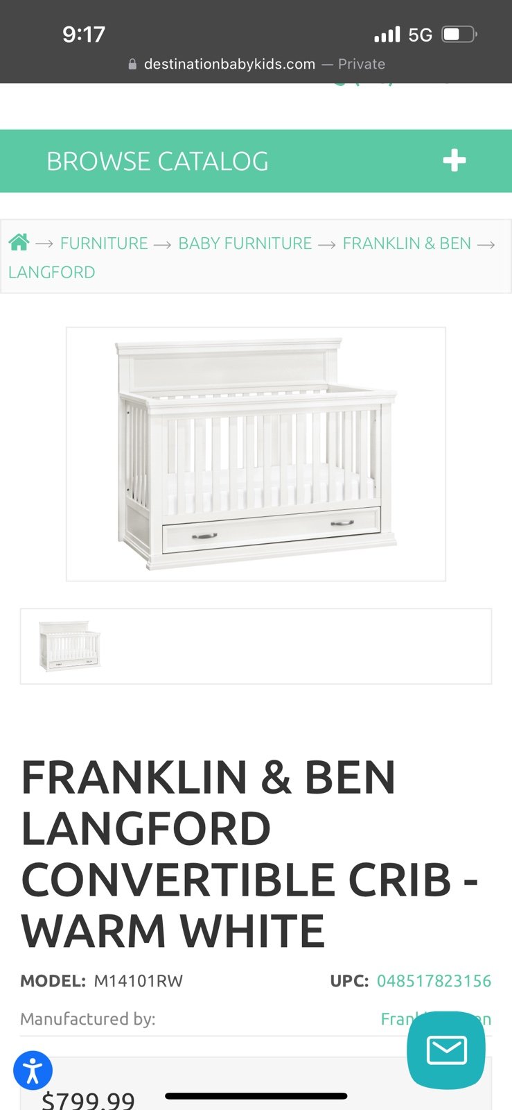 FRANKLIN & BEN LANGFORD CONVERTIBLE CRIB - WARM WHITE