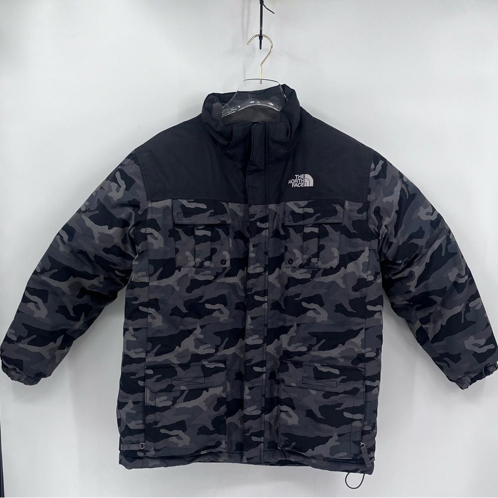 The North Face Camouflage HyVent Insulated Puffer Boys Jacket Goose Down Sz XL