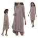 size L Feather-Beaded Taupe Chiffon Midnight Velvet Jacket Dress Church Suit