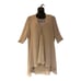 size L Feather-Beaded Taupe Chiffon Midnight Velvet Jacket Dress Church Suit