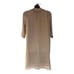 size L Feather-Beaded Taupe Chiffon Midnight Velvet Jacket Dress Church Suit
