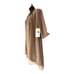 size L Feather-Beaded Taupe Chiffon Midnight Velvet Jacket Dress Church Suit