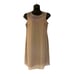 size L Feather-Beaded Taupe Chiffon Midnight Velvet Jacket Dress Church Suit