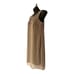 size L Feather-Beaded Taupe Chiffon Midnight Velvet Jacket Dress Church Suit