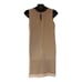 size L Feather-Beaded Taupe Chiffon Midnight Velvet Jacket Dress Church Suit