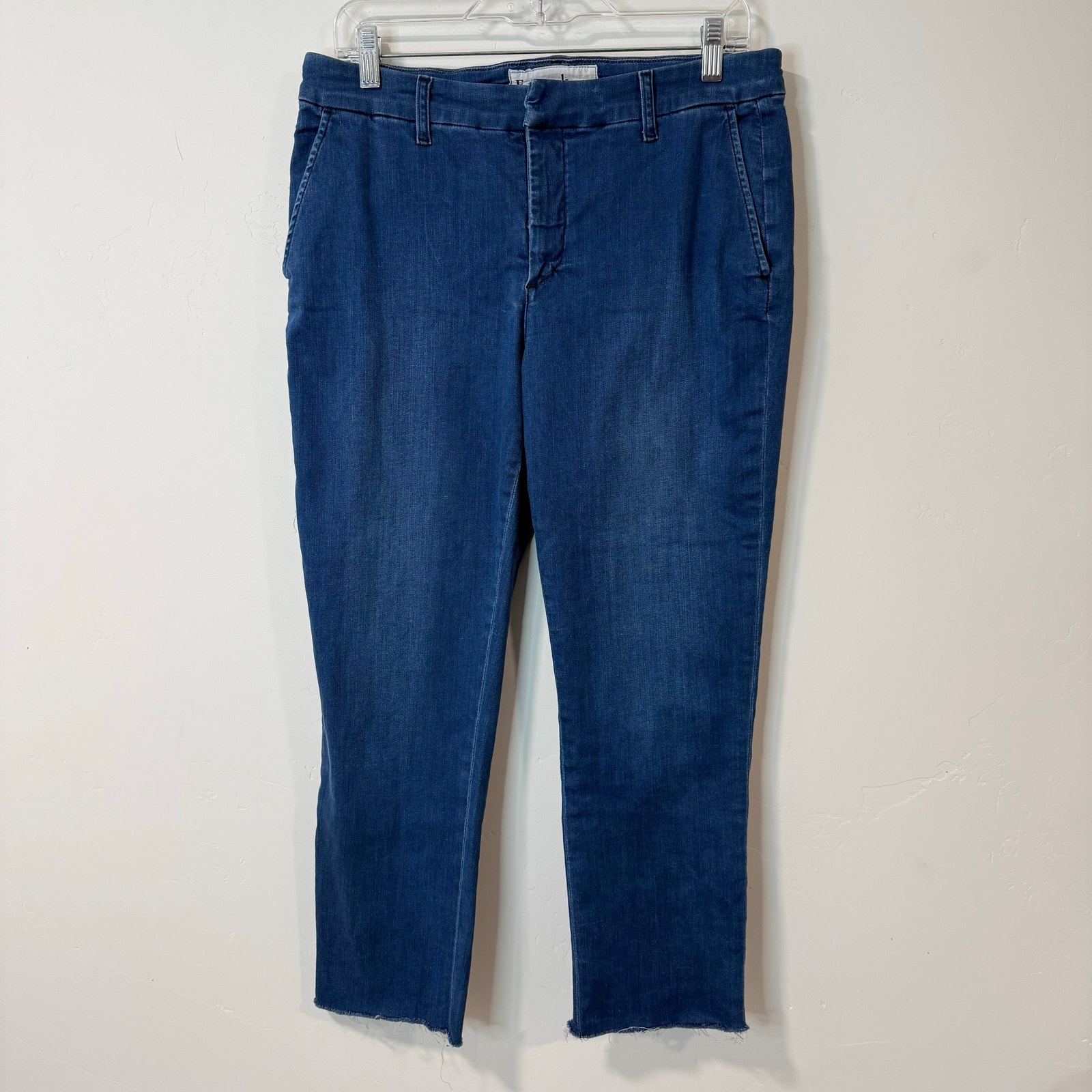 Frank & Eileen Women's Wicklow Jeans Chino Italian Blue Denim 12 Crop Raw Hem