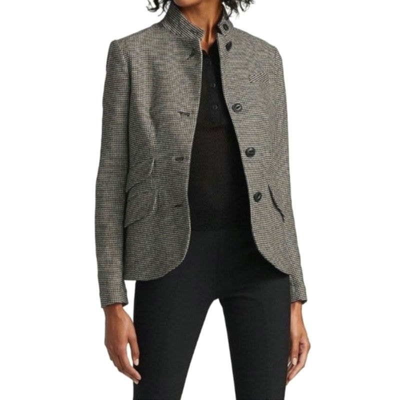 Rag & Bone Slade Houndstooth Blazer Wool Single Breasted Black and White Size 12