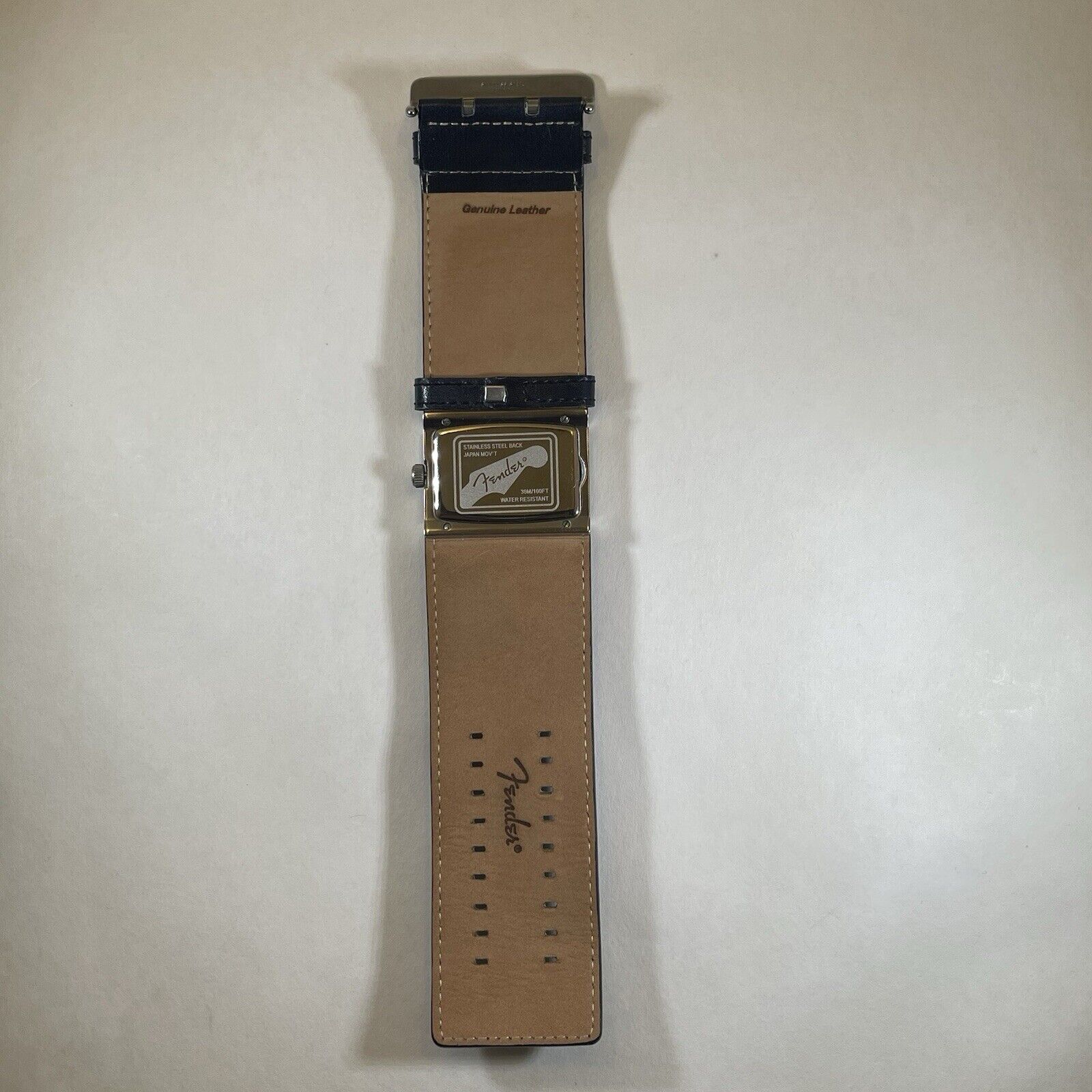 Fender Guitar Wide Band Rocker Watch Leather Water Resistant - detail