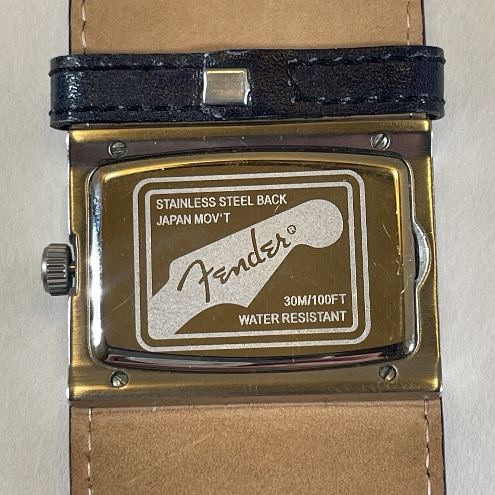 Fender Guitar Wide Band Rocker Watch Leather Water Resistant - detail