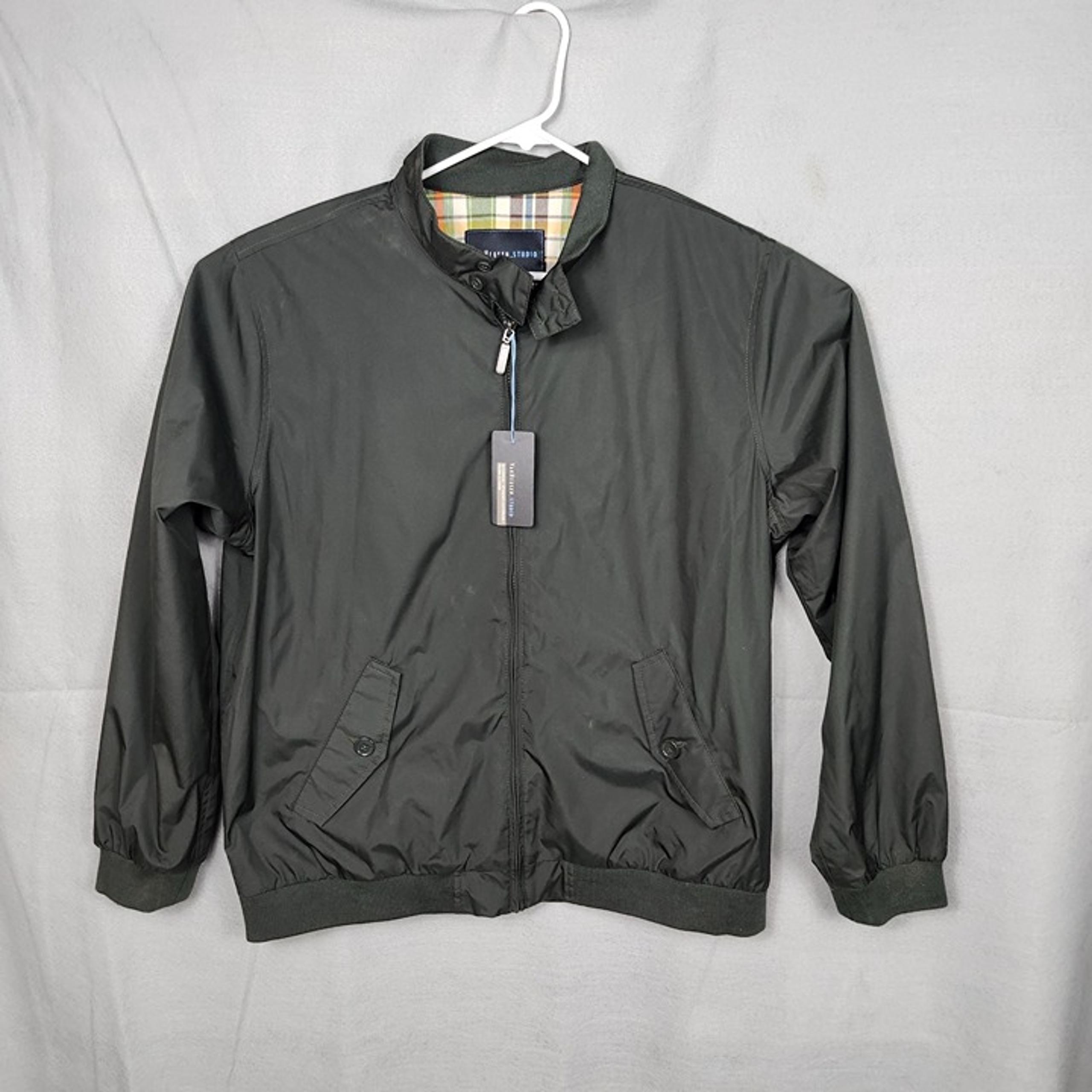 Van Heusen Studio Men's Lightweight Bomber Jacket L Green Polyester