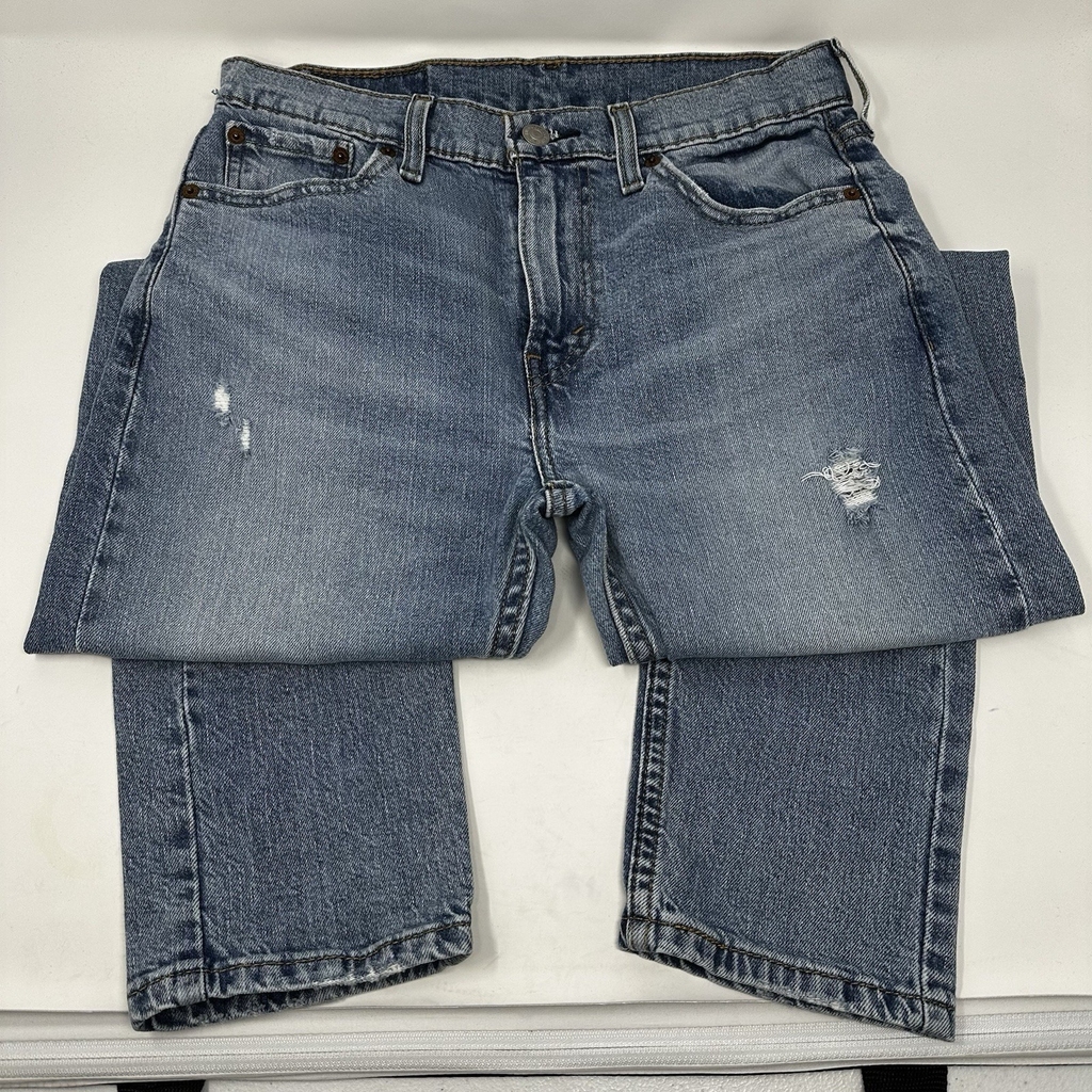 LEVI's 510 Jeans Men's W30/L32 Skinny Fit Faded Blue ~ Distressed Design