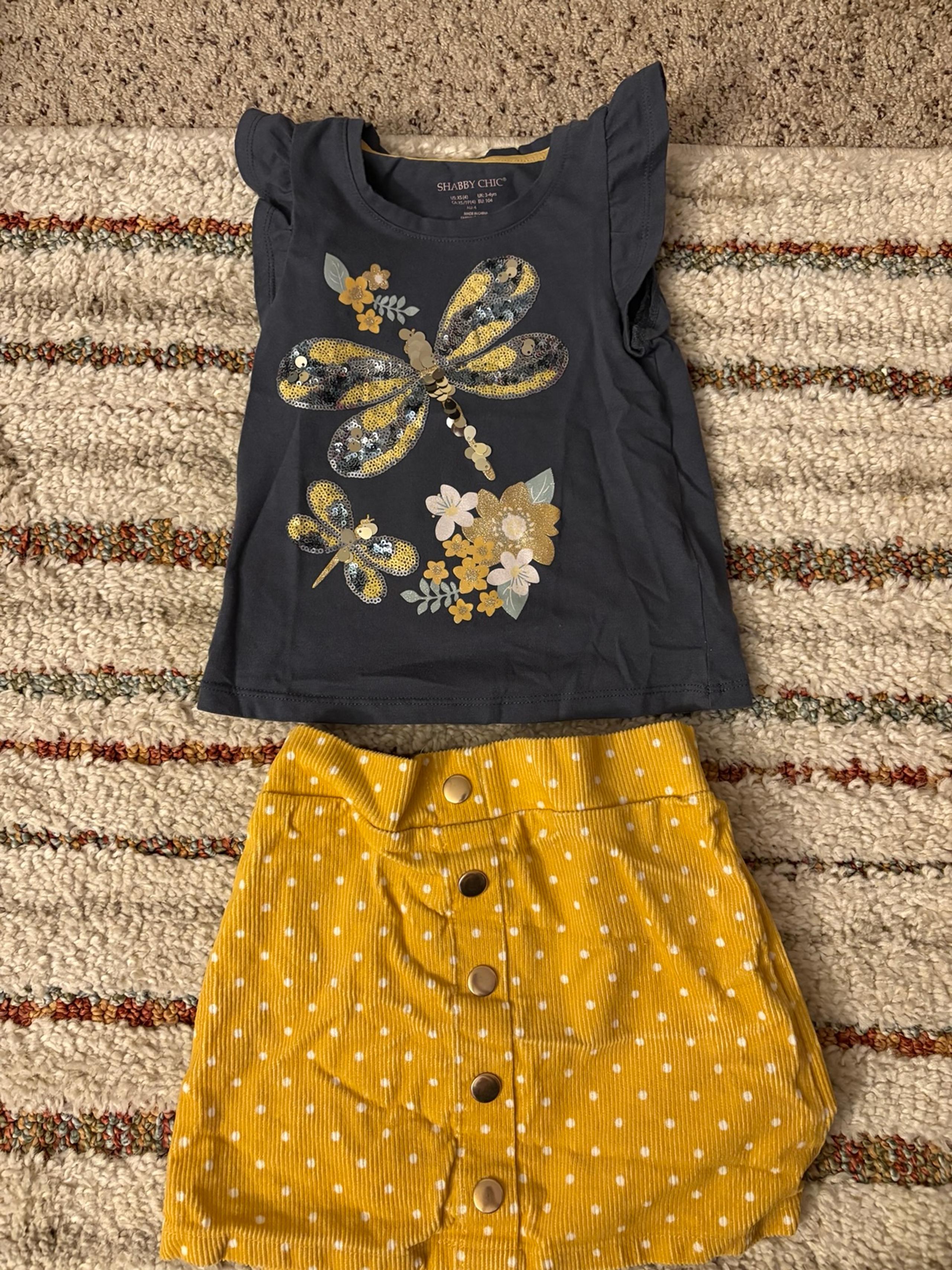 Girls Sz 4 Skirt & Shirt Set