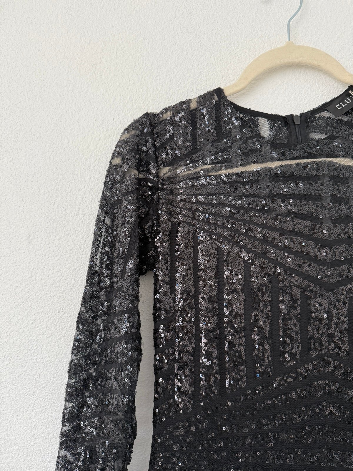 black sequin prom dress