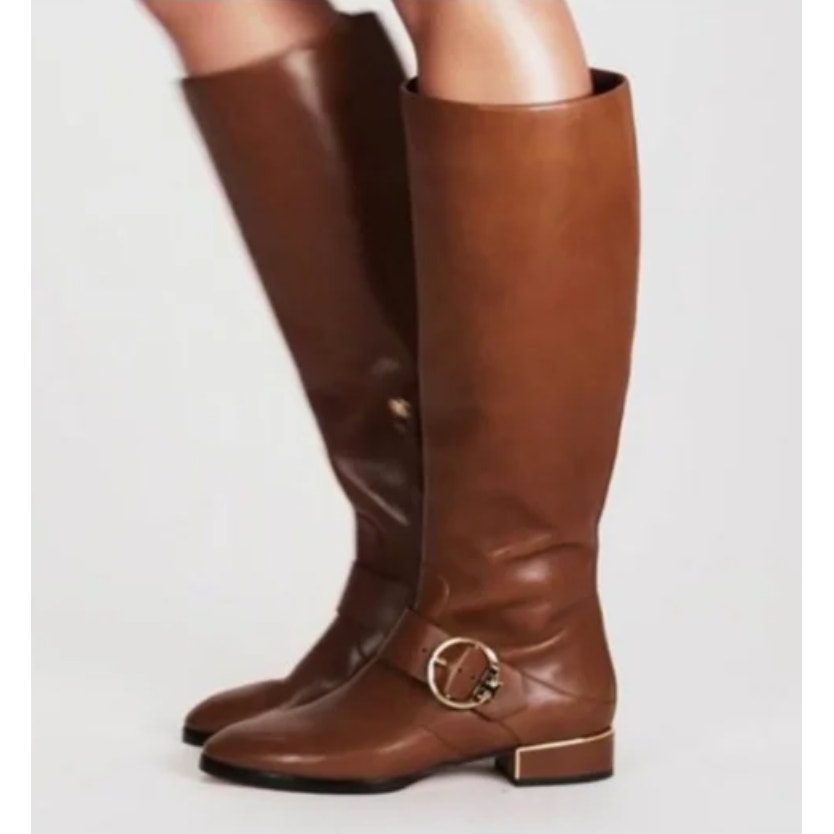 TORY BURCH Women's Sofia Riding Boots Brown US 5 Leather Knee-High NWOB