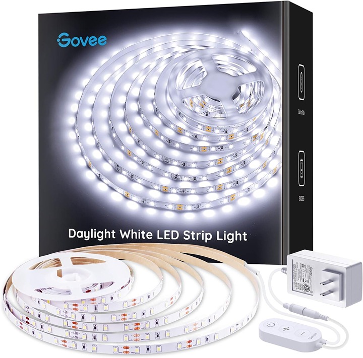 White LED Strip Lights, Upgraded 16.4ft Dimmable LED Light Strip 6500K