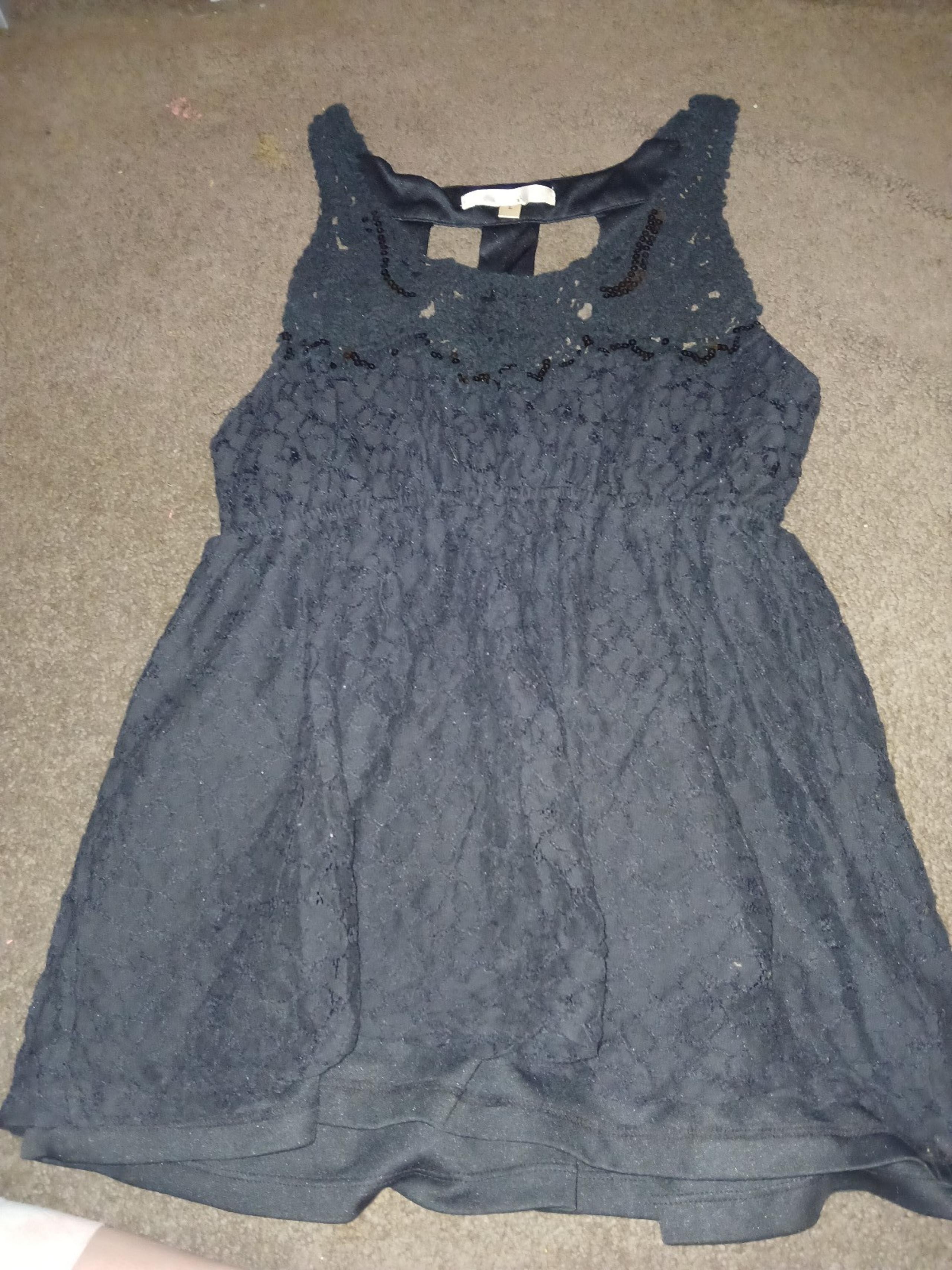 Vanity brand black halter top style blouse, women's size Large. Vanity