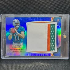 2012 Bowman Sterling Jumbo Relic Blue Refractor Ryan Tannehill Dolphins /60